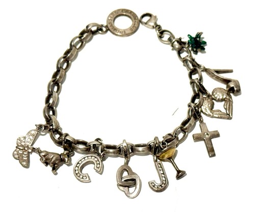 Silver charm bracelet - silver,